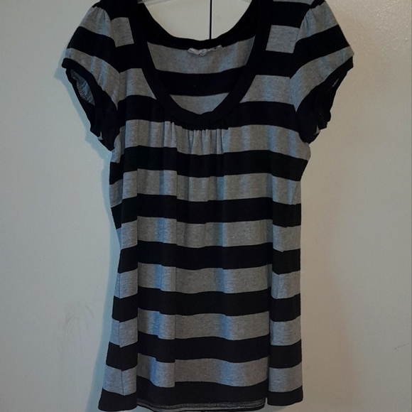 Tops - striped low neck shirt